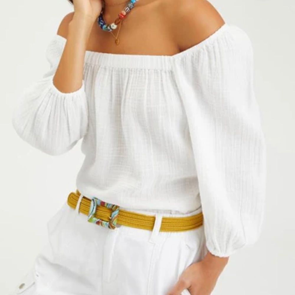 Sanctuary Real Love Puff 3/4 Sleeve Elastic Cuff Cotton Blouse Shirt Size Medium